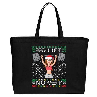 No Lift No Gift Ugly Christmas Sweater Gym Miss Santa Claus Gift Cotton Canvas Jumbo Tote