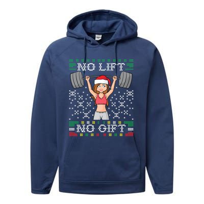 No Lift No Gift Ugly Christmas Sweater Gym Miss Santa Claus Gift Performance Fleece Hoodie