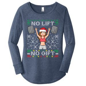 No Lift No Gift Ugly Christmas Sweater Gym Miss Santa Claus Gift Women's Perfect Tri Tunic Long Sleeve Shirt