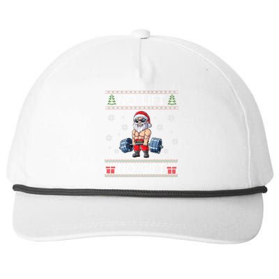 No Lift No Funny Gift Santa Gym Workout Ugly Christmas Sweater Gift Snapback Five-Panel Rope Hat