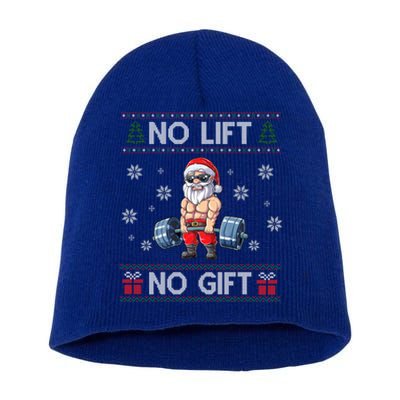 No Lift No Funny Gift Santa Gym Workout Ugly Christmas Sweater Gift Short Acrylic Beanie