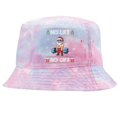 No Lift No Funny Gift Santa Gym Workout Ugly Christmas Sweater Gift Tie-Dyed Bucket Hat