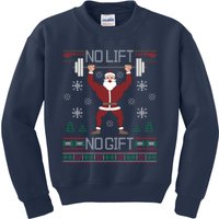 No Lift No Gift Ugly Christmas Sweater Gym Santa Kids Sweatshirt