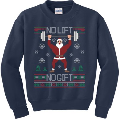 No Lift No Gift Ugly Christmas Sweater Gym Santa Kids Sweatshirt