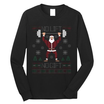 No Lift No Gift Ugly Christmas Sweater Gym Coach Santa Claus Long Sleeve Shirt