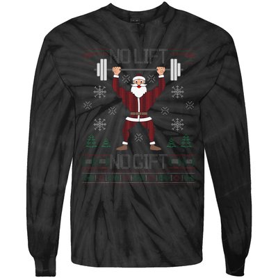 No Lift No Gift Ugly Christmas Sweater Gym Coach Santa Claus Tie-Dye Long Sleeve Shirt