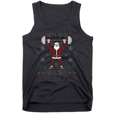 No Lift No Gift Ugly Christmas Sweater Gym Coach Santa Claus Tank Top