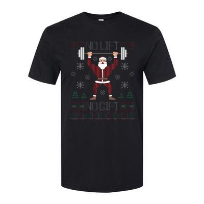 No Lift No Gift Ugly Christmas Sweater Gym Coach Santa Claus Softstyle CVC T-Shirt