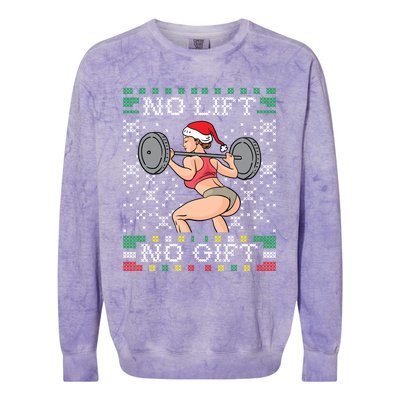 No Lift No Gift Ugly Christmas Sweater Miss Santa Gym Booty Cute Gift Colorblast Crewneck Sweatshirt