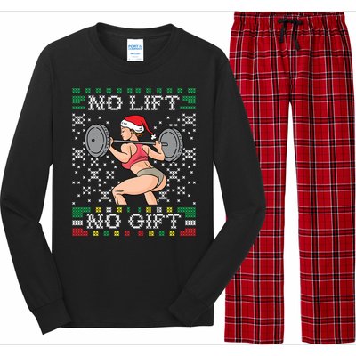 No Lift No Gift Ugly Christmas Sweater Miss Santa Gym Booty Cute Gift Long Sleeve Pajama Set