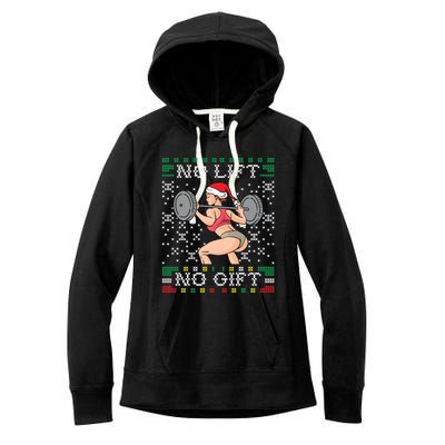 No Lift No Gift Ugly Christmas Sweater Miss Santa Gym Booty Cute Gift Women's Fleece Hoodie