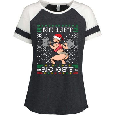 No Lift No Gift Ugly Christmas Sweater Miss Santa Gym Booty Cute Gift Enza Ladies Jersey Colorblock Tee