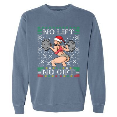 No Lift No Gift Ugly Christmas Sweater Miss Santa Gym Booty Cute Gift Garment-Dyed Sweatshirt