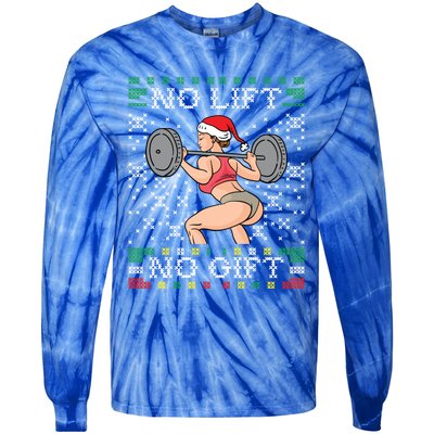 No Lift No Gift Ugly Christmas Sweater Miss Santa Gym Booty Cute Gift Tie-Dye Long Sleeve Shirt