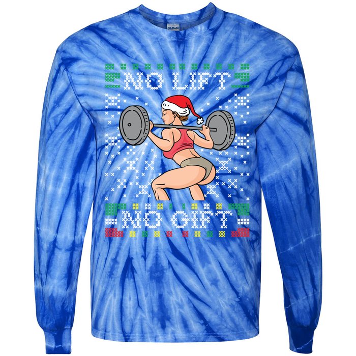 No Lift No Gift Ugly Christmas Sweater Miss Santa Gym Booty Cute Gift Tie-Dye Long Sleeve Shirt