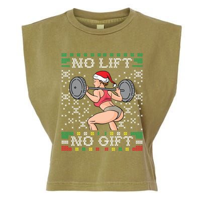 No Lift No Gift Ugly Christmas Sweater Miss Santa Gym Booty Cute Gift Garment-Dyed Women's Muscle Tee