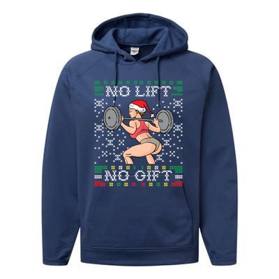 No Lift No Gift Ugly Christmas Sweater Miss Santa Gym Booty Cute Gift Performance Fleece Hoodie