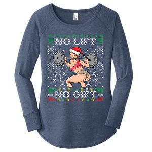 No Lift No Gift Ugly Christmas Sweater Miss Santa Gym Booty Cute Gift Women's Perfect Tri Tunic Long Sleeve Shirt