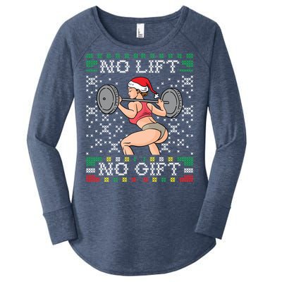 No Lift No Gift Ugly Christmas Sweater Miss Santa Gym Booty Cute Gift Women's Perfect Tri Tunic Long Sleeve Shirt