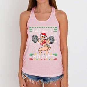 No Lift No Gift Ugly Christmas Sweater Miss Santa Gym Booty Cute Gift Women's Knotted Racerback Tank