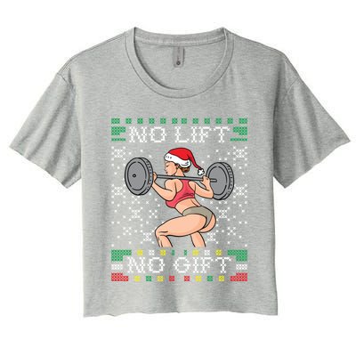 No Lift No Gift Ugly Christmas Sweater Miss Santa Gym Booty Cute Gift Women's Crop Top Tee