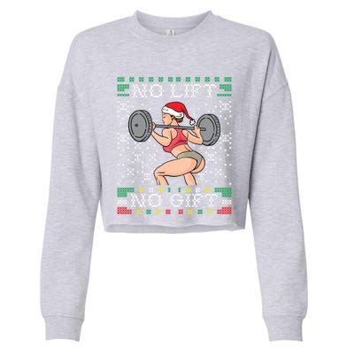 No Lift No Gift Ugly Christmas Sweater Miss Santa Gym Booty Cute Gift Cropped Pullover Crew