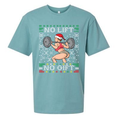 No Lift No Gift Ugly Christmas Sweater Miss Santa Gym Booty Cute Gift Sueded Cloud Jersey T-Shirt