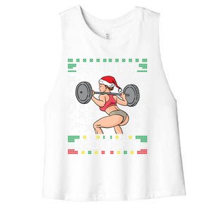 No Lift No Gift Ugly Christmas Sweater Miss Santa Gym Booty Cute Gift Women's Racerback Cropped Tank