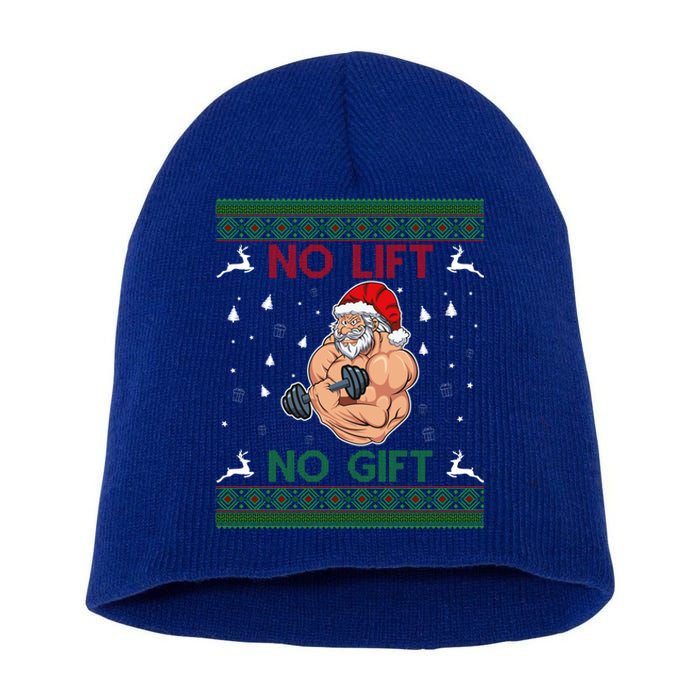 No Lifts No Funny Gift Merry Liftmas Gym Ugly Christmas Gift Short Acrylic Beanie