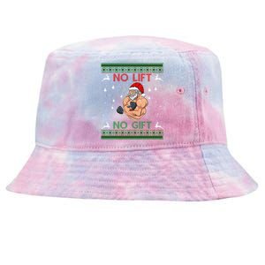 No Lifts No Funny Gift Merry Liftmas Gym Ugly Christmas Gift Tie-Dyed Bucket Hat