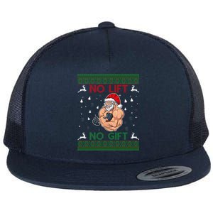 No Lifts No Funny Gift Merry Liftmas Gym Ugly Christmas Gift Flat Bill Trucker Hat