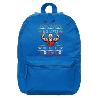 No Lifts No Funny Gift Funny Santa Fitness Ugly Sweater Gift 16 in Basic Backpack