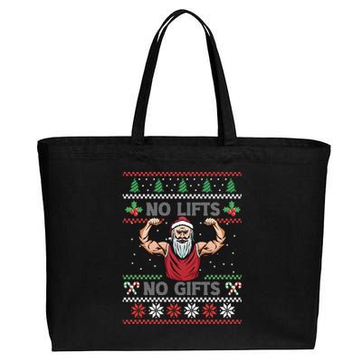 No Lifts No Funny Gift Funny Santa Fitness Ugly Sweater Gift Cotton Canvas Jumbo Tote