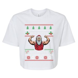 No Lifts No Funny Gift Funny Santa Fitness Ugly Sweater Gift Bella+Canvas Jersey Crop Tee