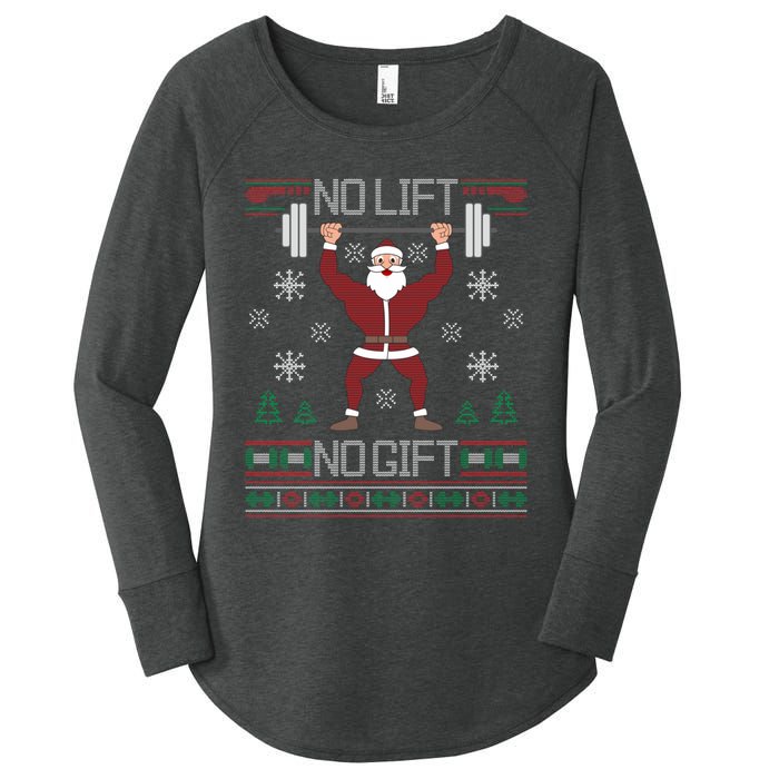 No Lift No Gift Ugly Christmas Sweater Gym Santa Long Sleeve Long Sleeve TShirt Women's Perfect Tri Tunic Long Sleeve Shirt