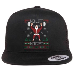 No Lift No Gift Ugly Christmas Sweater Gym Santa Long Sleeve Long Sleeve TShirt Flat Bill Trucker Hat