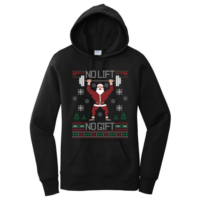 No Lift No Gift Ugly Christmas Sweater Gym Santa Long Sleeve Long Sleeve TShirt Women's Pullover Hoodie