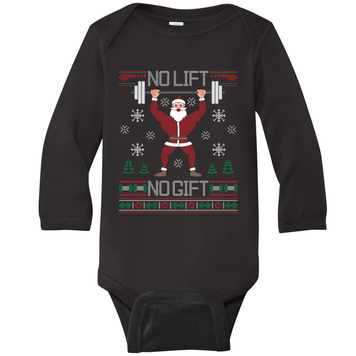 No Lift No Gift Ugly Christmas Sweater Gym Santa Long Sleeve Long Sleeve TShirt Baby Long Sleeve Bodysuit