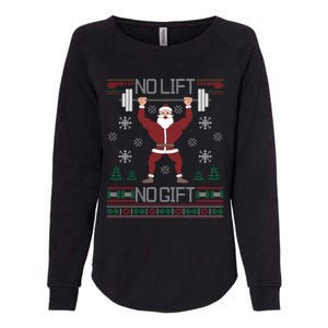 No Lift No Gift Ugly Christmas Sweater Gym Santa Long Sleeve Long Sleeve TShirt Womens California Wash Sweatshirt