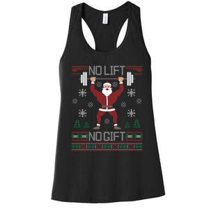 No Lift No Gift Ugly Christmas Sweater Gym Santa Long Sleeve Long Sleeve TShirt Women's Racerback Tank