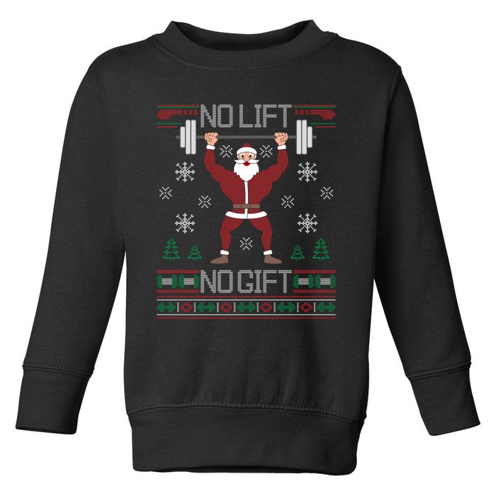 No Lift No Gift Ugly Christmas Sweater Gym Santa Long Sleeve Long Sleeve TShirt Toddler Sweatshirt