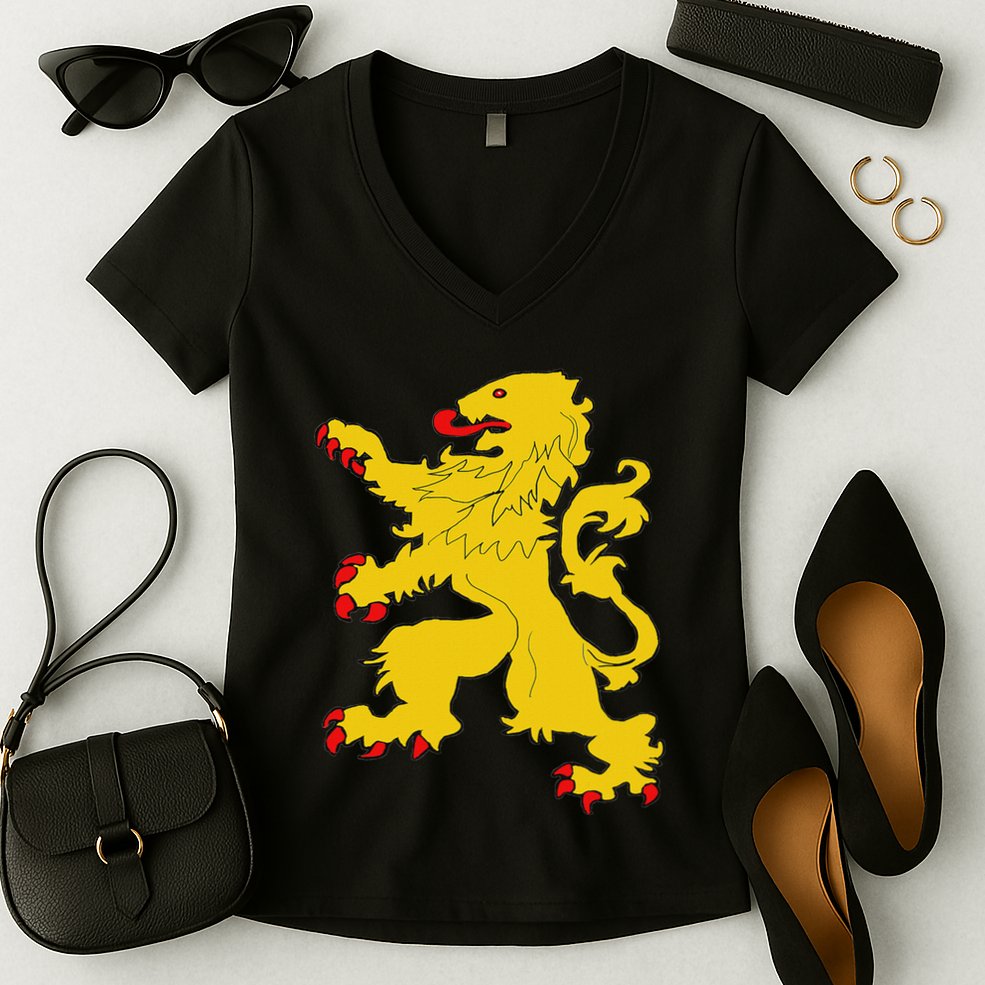 Netherlands Lion Nederland Oranje Crest Dutch Pride Roots Women's V-Neck T-Shirt