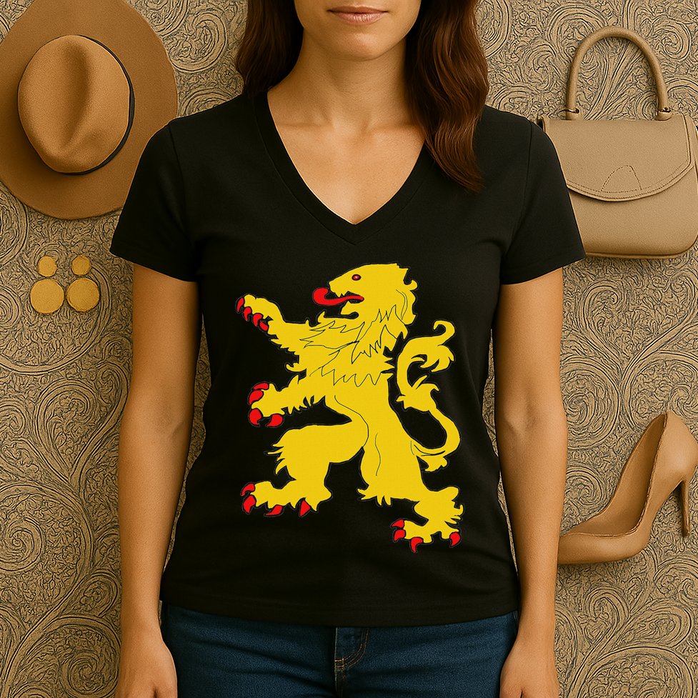 Netherlands Lion Nederland Oranje Crest Dutch Pride Roots Women's V-Neck T-Shirt