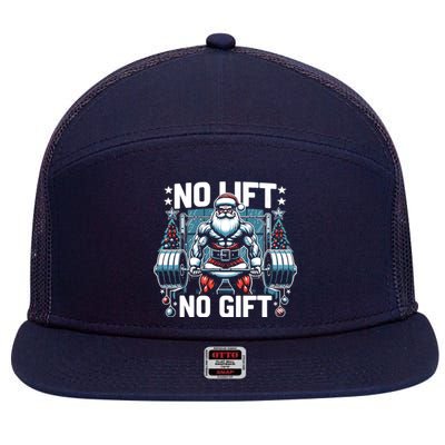 No Lift No Gift Santa Claus Christmas Gym Bodybuilding 7 Panel Mesh Trucker Snapback Hat