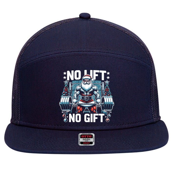 No Lift No Gift Santa Claus Christmas Gym Bodybuilding 7 Panel Mesh Trucker Snapback Hat