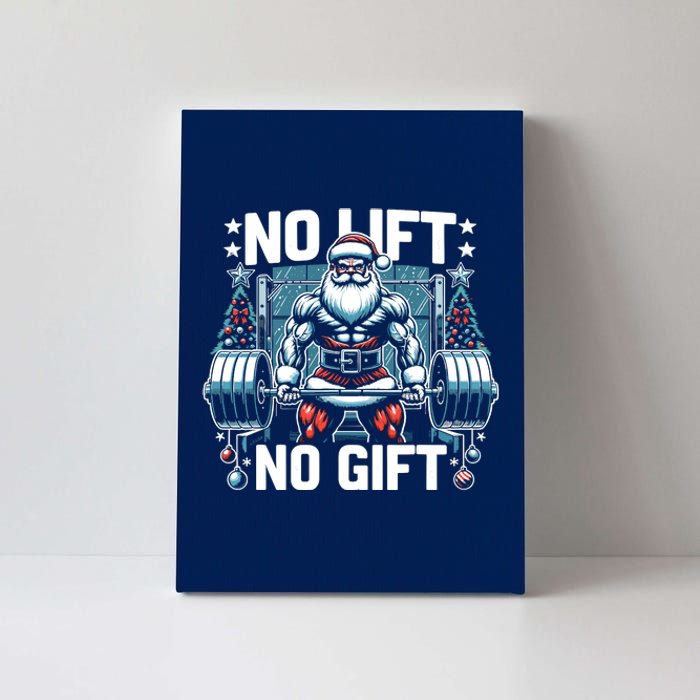 No Lift No Gift Santa Claus Christmas Gym Bodybuilding Canvas