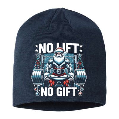 No Lift No Gift Santa Claus Christmas Gym Bodybuilding Sustainable Beanie