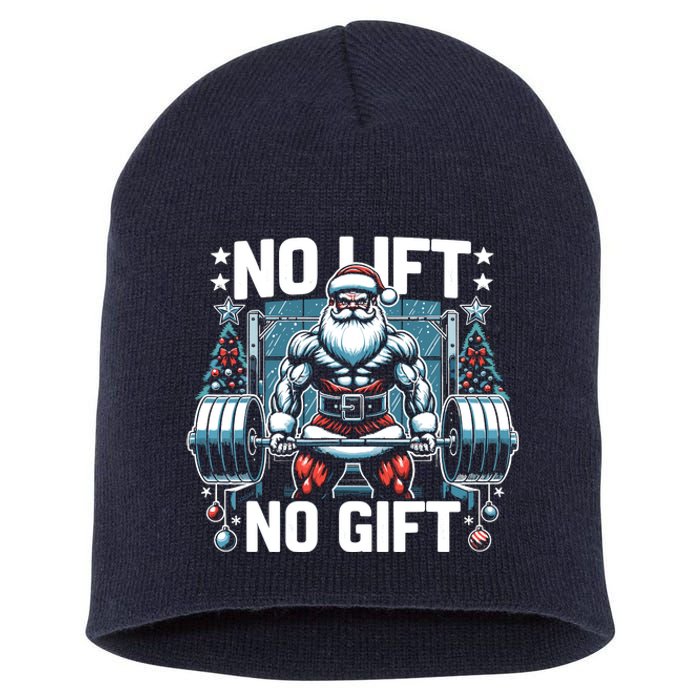 No Lift No Gift Santa Claus Christmas Gym Bodybuilding Short Acrylic Beanie