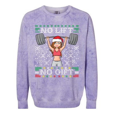 No Lift No Gift Ugly Christmas Sweater Gym Miss Santa Claus Funny Gift Colorblast Crewneck Sweatshirt