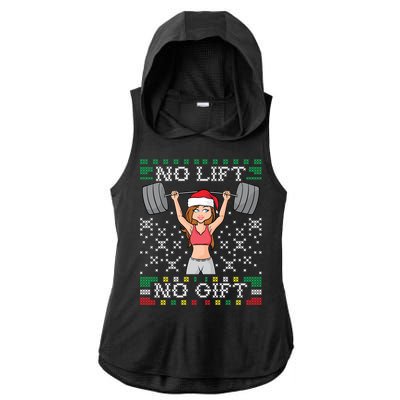 No Lift No Gift Ugly Christmas Sweater Gym Miss Santa Claus Funny Gift Ladies PosiCharge Tri-Blend Wicking Draft Hoodie Tank